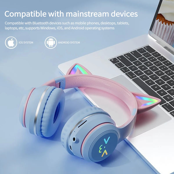 Charming Cat Ear Bluetooth Headphones